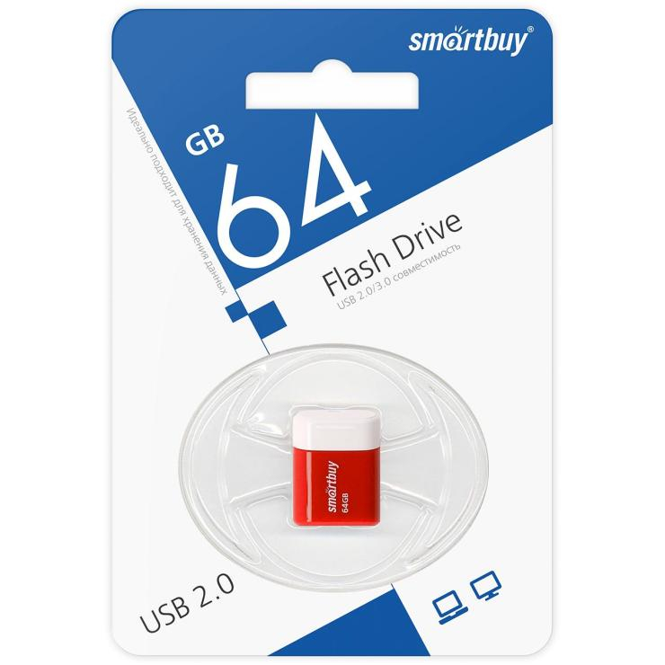 USB накопитель Smartbuy 64GB LARA Black, Red (SB64GBLARA-K), шт
