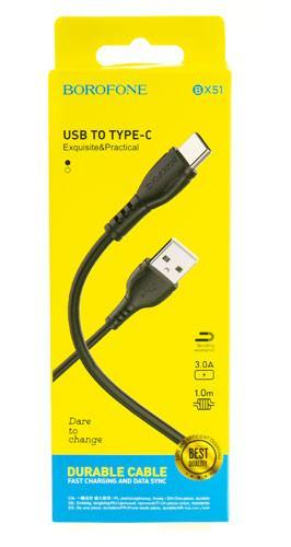 Кабель USB - TYPE-C BOROFONE BX51 черный (1м), шт