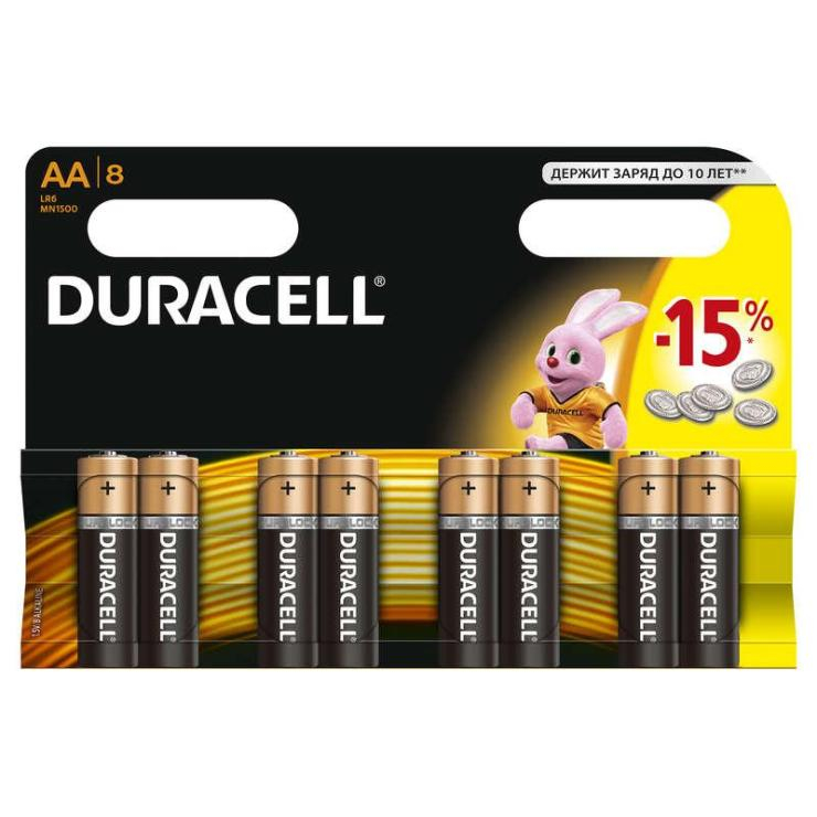 Батарейка AA Duracell LR06-8BL BASIC (8), шт