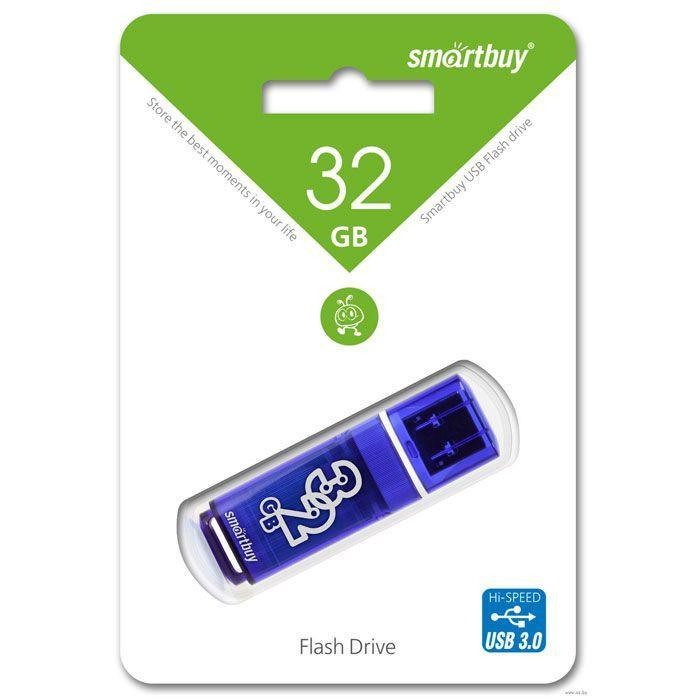 Флеш-накопитель 32Gb SmartBuy Glossy series, USB 3.0, пластик, синий, шт
