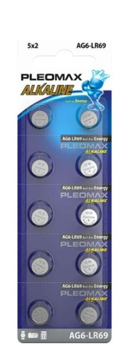 Батарейки Pleomax AG6 (370) LR920, LR69 Button Cell (10), шт