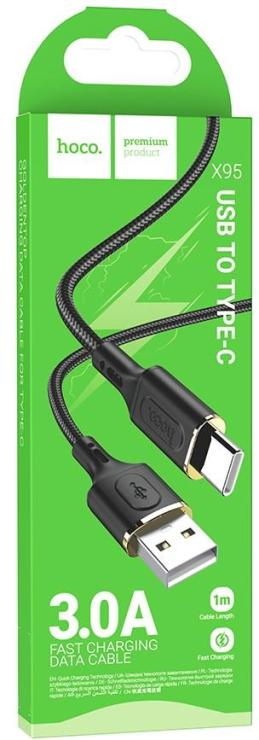 Кабель USB - Type-C HOCO X95 Goldentop, 1.0м, 3,0А, цвет: черный, шт