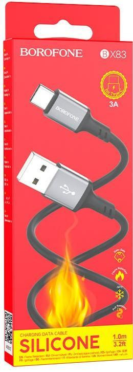 Кабель USB - Type-C Borofone BX83 Famous, 1.0м, 3,0А, цвет: чёрный, шт