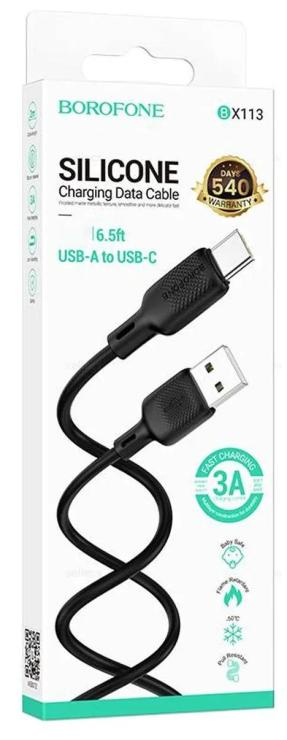Кабель USB - Type-C Borofone BX113, 1.0м, 3,0А, цвет: чёрный, шт