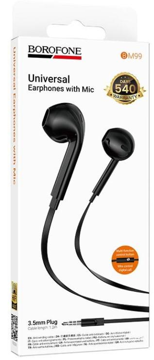 Наушники внутриканальные Borofone BM99, Star, Jack 3.5мм, 1.2 м, цвет: черный, шт