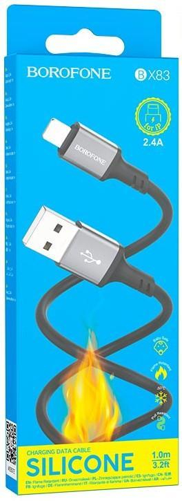 Кабель USB - 8 pin Borofone BX83 Famous, 1.0м, 2.4A, цвет: чёрный                                                                                               , шт