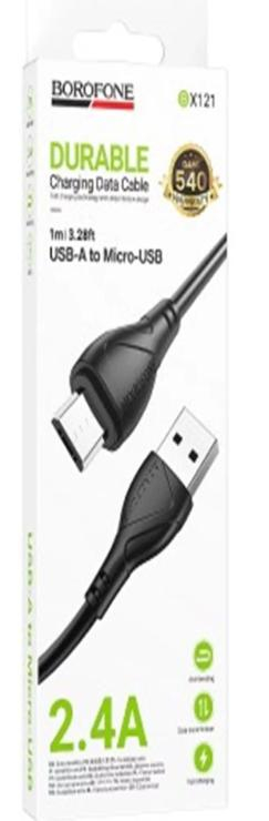 Кабель USB - микро USB Borofone BX121, 1.0м, 2.4A, цвет: черный, шт