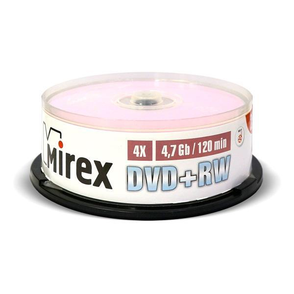 Диск DVD-RW Mirex 4.7 Gb, 4x, Cake Box (25), (25/300)                           , шт