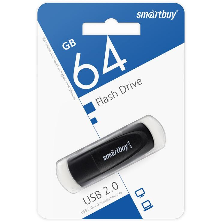Флеш-накопитель 64Gb SmartBuy 064GB Scout White,Black (SB064GB2SCW)                                                         , шт