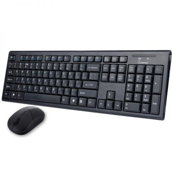Набор клавиатура+мышь беспроводной SmartBuy, SBC-206368AG-K, 1600 DPI, оптическая, USB, цвет: чёрный, шт