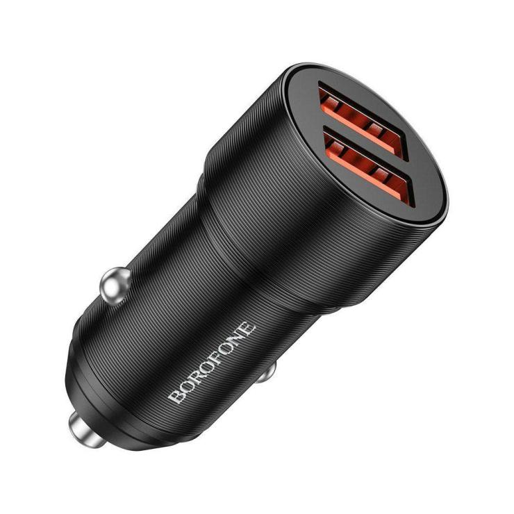 Блок питания автомобильный 2 USB Borofone, BZ19, Wisdom, 18Вт, QC 3.0, цвет: черный, шт