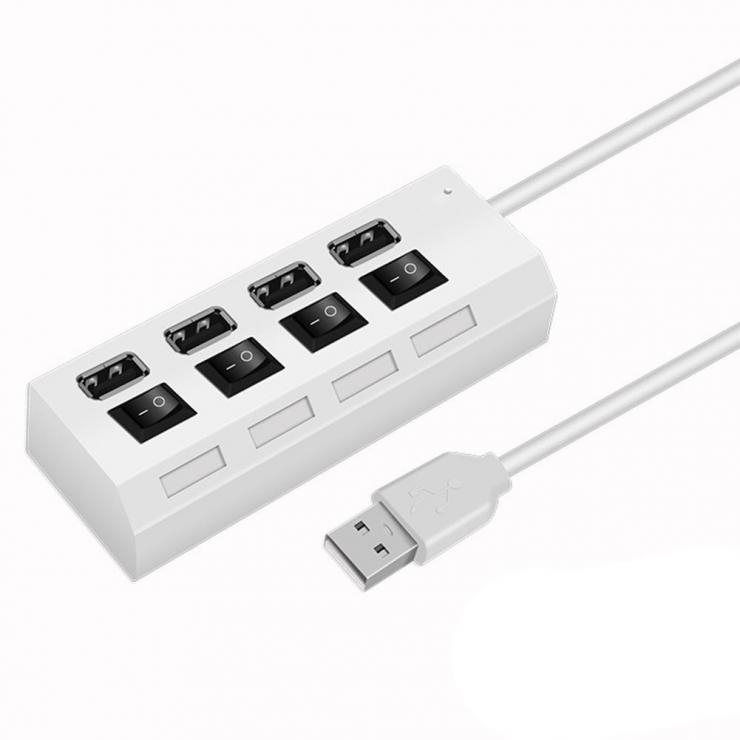 USB 2.0 хаб с выключателями, 4 порта, СуперЭконом, белый, SBHA-7204-W                                                                                                           , шт