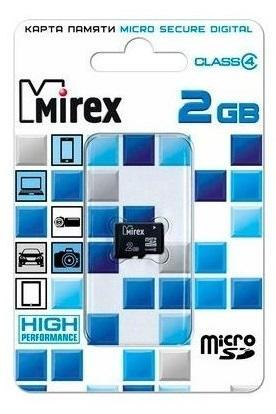 Карта памяти microSD 2Gb Mirex, Class4, без адаптера, шт