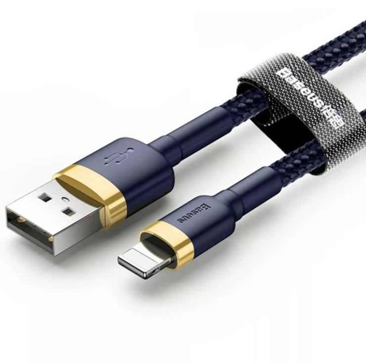 Кабель USB - 8 pin Baseus Cafule, 1.0м, 2.4A, цвет: синий, золотая вставка, шт
