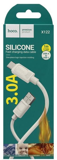 Кабель USB - Type-C HOCO X122, 1.0м, 3А, силикон, цвет: белый, шт