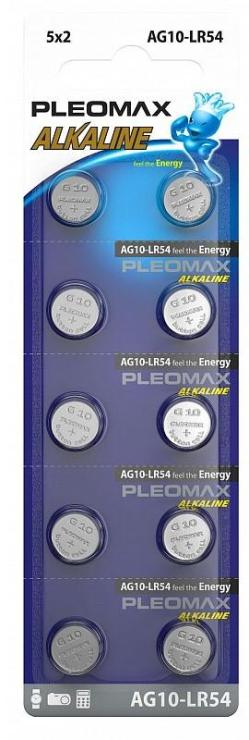Батарейки Pleomax AG10 (389) LR1130, LR54 Button Cell, шт