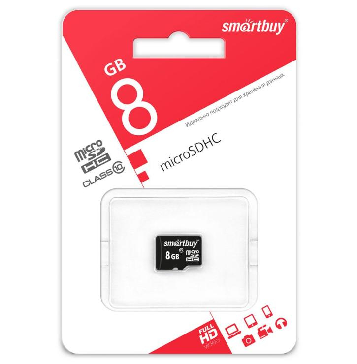 Карта памяти micro SDHC 8Gb SmartBuy Class10 без а, шт