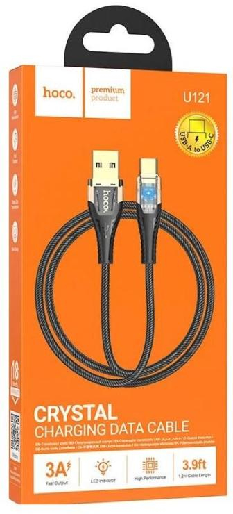 Кабель USB - Type-C HOCO U121 Discovery edition, 1.2м, 3.0A, цвет: чёрный, шт