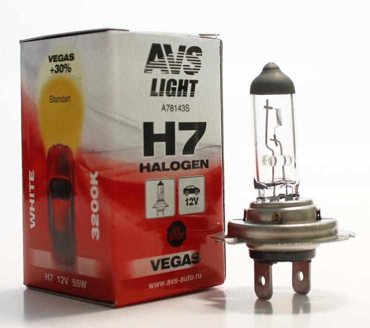 Лампа галогенная AVS Vegas H7, 12V, 55W (1), шт