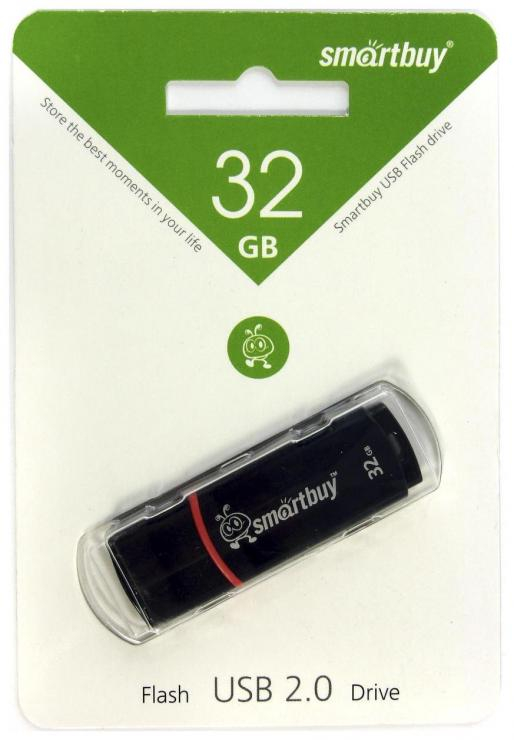 Флеш-накопитель 32Gb SmartBuy Crown, USB 2.0, пластик, чёрный                                                                                                                           , шт