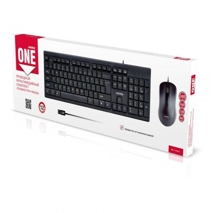 Проводной комплект клавиатура+мышь Smartbuy ONE 114282 черный (SBC-114282-K) , шт
