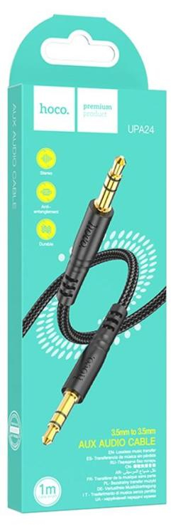 Кабель AUX, Jack 3,5mm(m) - Jack 3,5mm(m) HOCO UPA24, Smooth, 1.0м, цвет: чёрный, шт