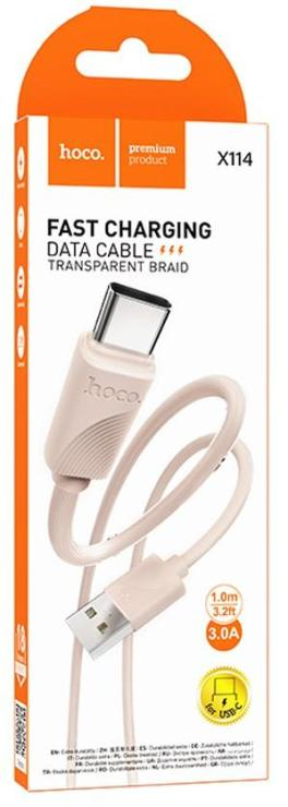 Кабель USB - Type-C HOCO X114 Energy , 1.0м, 3A, цвет: розовый, шт