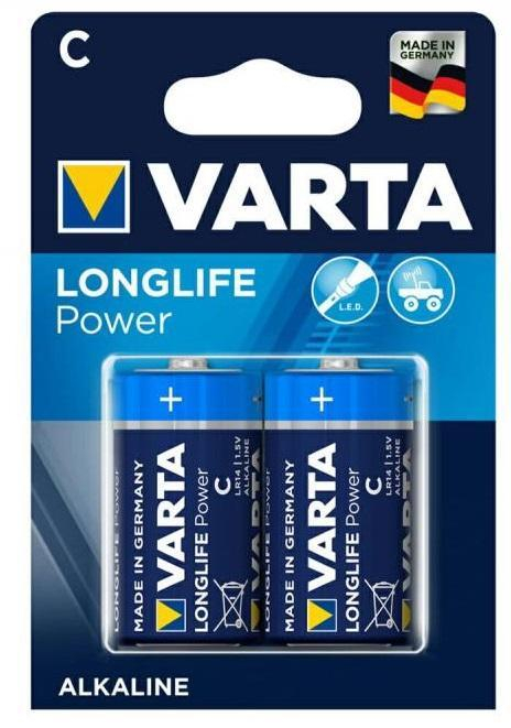 Батарейка C Varta LR14-2BL, Long Life, (2/20), шт