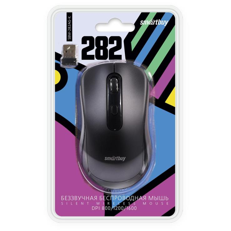 Мышь беспроводная беззвучная Smartbuy 282AG черная  (SBM-282AG-K) , шт