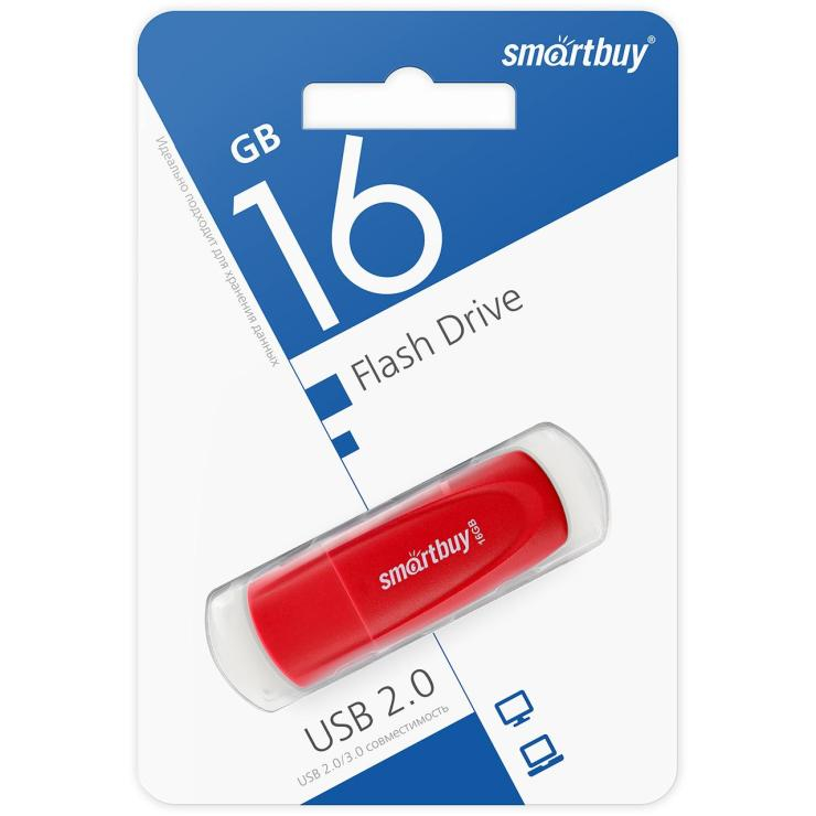 Флэш-накопитель Smartbuy 16GB Scout Red USB 2.0, шт