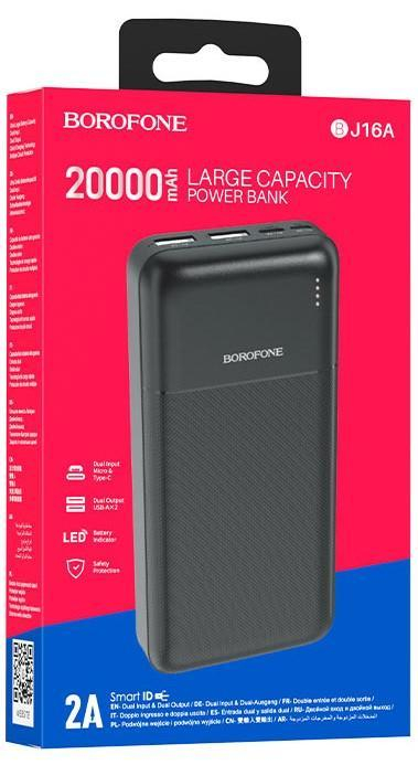 Аккумулятор внешний Borofone BJ16A, Cube, 20000mAh, цвет: черный, шт