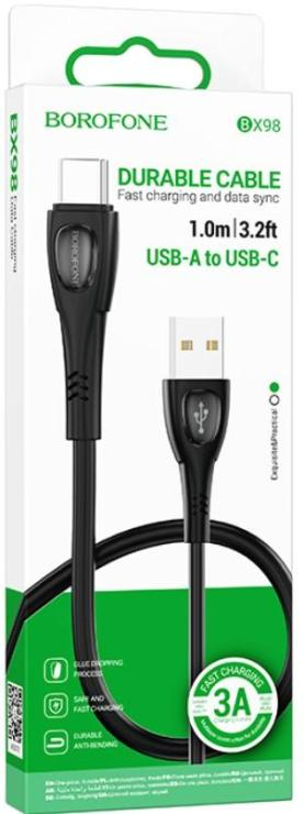 Кабель USB - Type-C Borofone BX98 Superior, 1.0м, 3,0А, PD, цвет: чёрный, шт