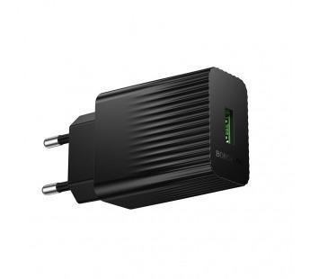 Блок питания сетевой 1 USB Borofone, BAS72A, пластик, QC3.0, цвет: черный, шт
