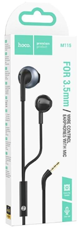 Наушники внутриканальные HOCO M115, Sagacious, Jack 3.5мм, 1.2 м, цвет: чёрный, шт