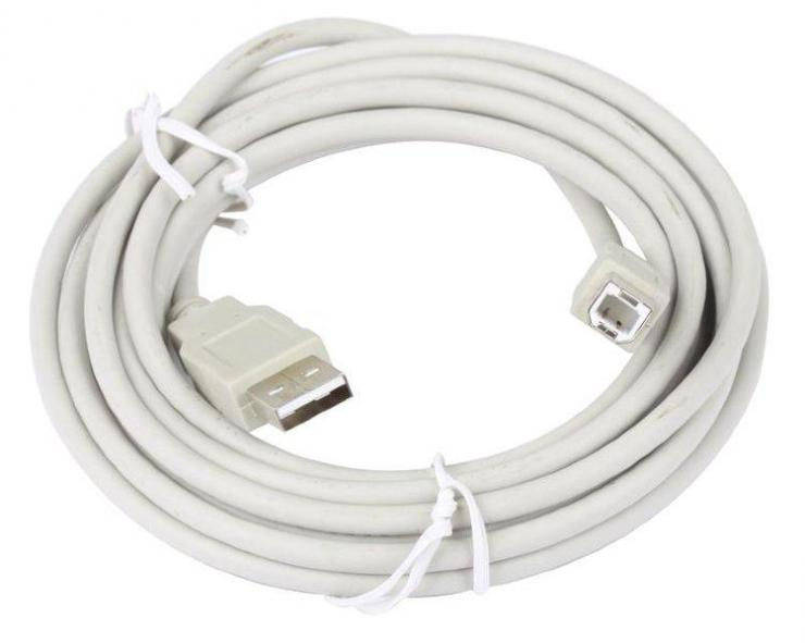 Кабель USB2.0  A-->B (5.0м) Telecom белый, шт
