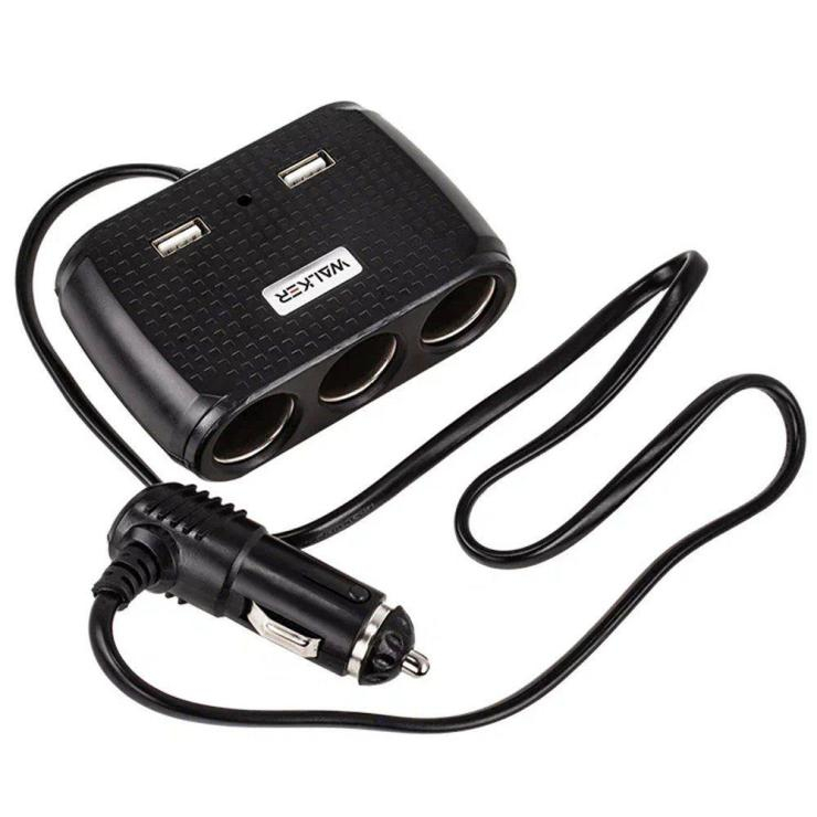Разветвитель прикуривателя WALKER WSC-25, 3 гнезда, 2USB, 100Вт, шт