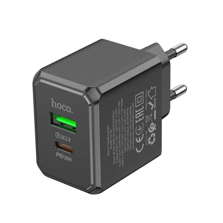 Блок питания сетевой 1 USB, Type-C HOCO CS14A, Ocean, 20Вт, PD, QC, FCP, AFC, цвет: чёрный                                      , шт