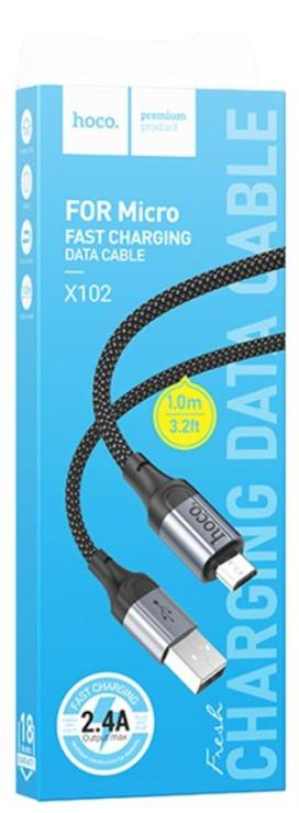 Кабель USB - микро USB HOCO X102 Fresh, 1.0м, 2.4A, цвет: чёрный                                                                                                , шт