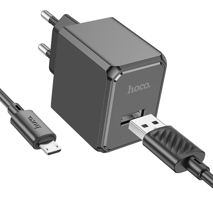 Блок питания сетевой 1 USB HOCO CS11A, Ocean, кабель микро, цвет: черный, шт