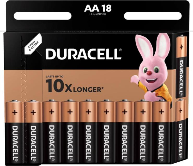 Батарейка AA Duracell LR06-18BL, (18)                                                   , шт
