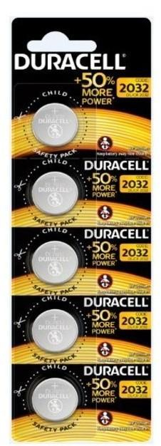 Элемент питания Duracell DL2032 BL5 , шт