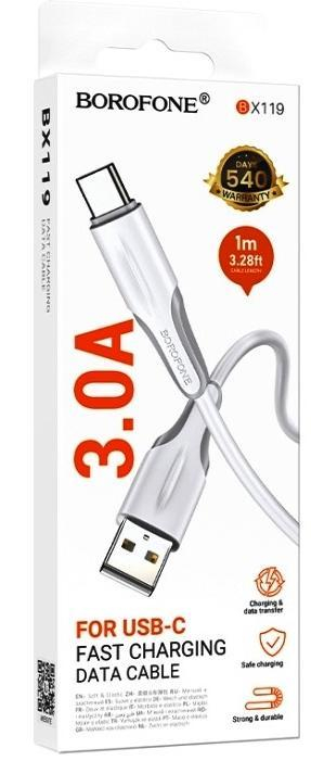 Кабель USB - Type-C Borofone BX119, 1.0м, 3,0А, цвет: белый, шт