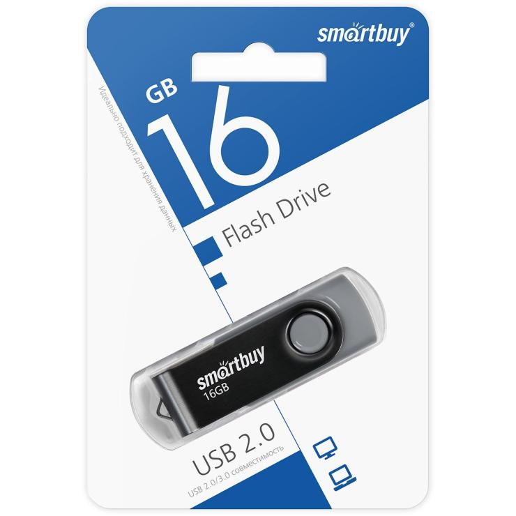 USB  накопитель SmartBuy 16GB Twist Black (SB016GB2TWK), шт