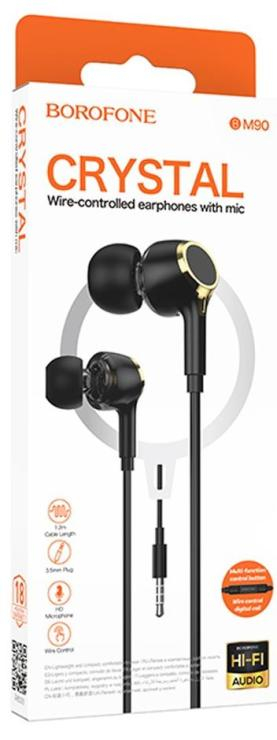 Наушники внутриканальные Borofone BM90, Miller, Jack 3.5мм, 1.2 м, цвет: чёрный, шт