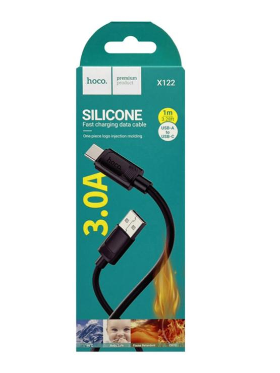 Кабель USB - Type-C HOCO X122, 1.0м, 3А, силикон, цвет: черный, шт
