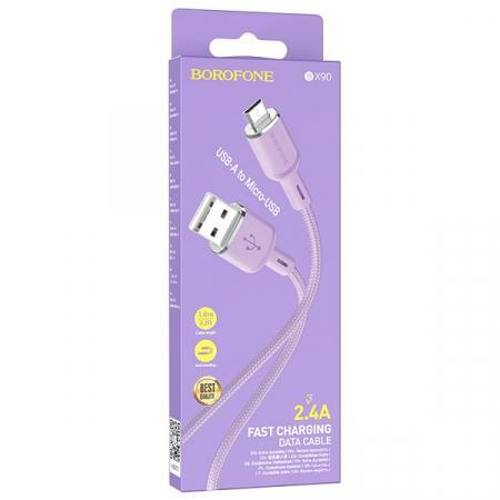 Кабель USB - микро USB Borofone BX90, 1.0м, 2.4A, цвет: фиолетовый, шт