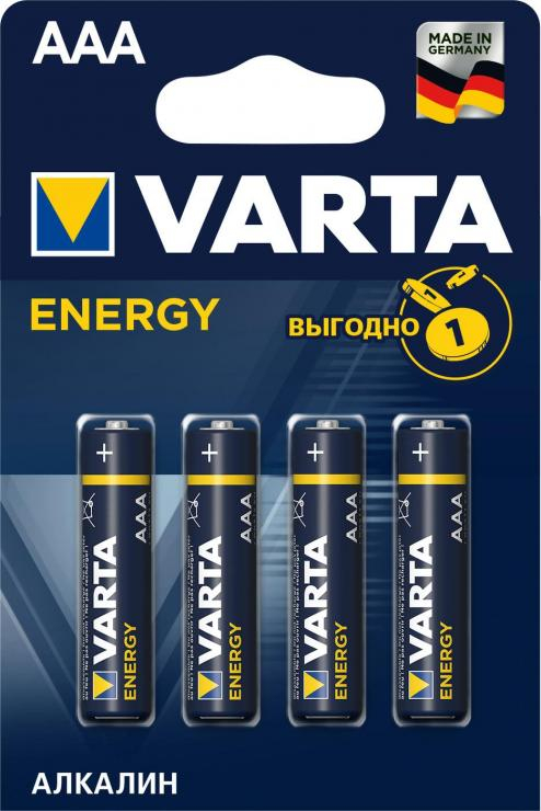 Батарейка AAA Varta LR03-4BL Energy, 1.5В, (4/40), шт