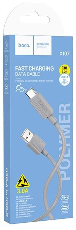 Кабель USB - Type-C HOCO X107 Favor, 1.0м, 3,0А, цвет: серый, шт