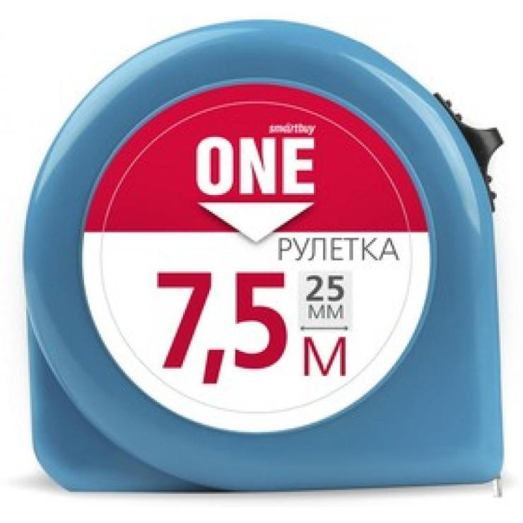 Рулетка измерительная,7.5мх25мм,пластиковый корпус,фиксатор,усиленный зацеп,Smartbuy OneTools, шт