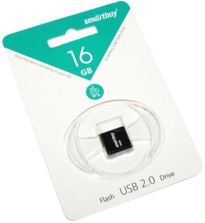 Флеш-накопитель 16Gb SmartBuy LARA, USB 2.0, пластик, чёрный                                                                        ¶, шт